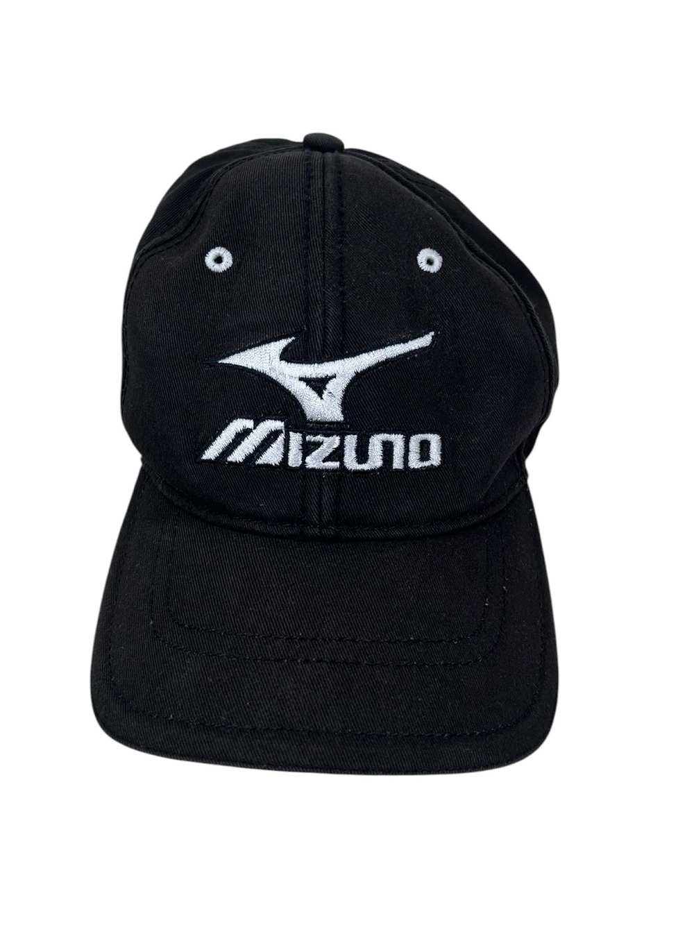 Vintage Y2K Mizuno Hat Black RunBird Logo Embroidered Strapback Baseball Cap